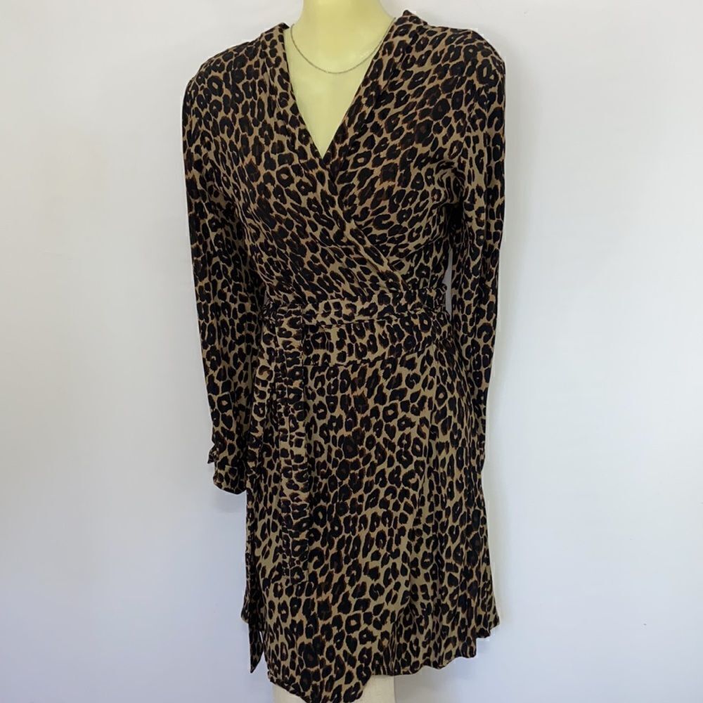 Faithfull The Brand Dress “Frida” Leopard Wrap MIDI Sz 4 Excellent Nwot! - Picture 4 of 8